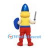 Knight Mascot Costume with Blue Helmet and Shield
