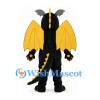 Dragon Mascot Costume in Black with Large Yellow Wings