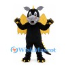 Dragon Mascot Costume in Black with Large Yellow Wings