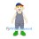 Rag Doll Boy Mascot Costume with Striped Overalls and Multicolor Cap