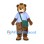 Bear Mascot Costume with Blue Shirt and Green Shoulder Bag