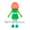 Girl Mascot Costume in Green with Orange Bob Hair