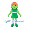 Girl Mascot Costume in Green with Orange Bob Hair
