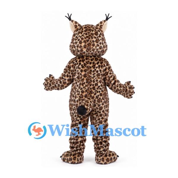 Lynx Mascot Costume with Spotted Plush and Black Ear Tufts