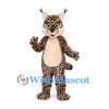 Lynx Mascot Costume with Spotted Plush and Black Ear Tufts