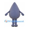 Water Drop Mascot Costume in Gray with Smiling Face