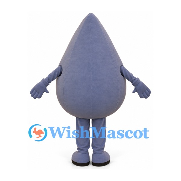 Water Drop Mascot Costume in Gray with Smiling Face