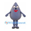 Water Drop Mascot Costume in Gray with Smiling Face