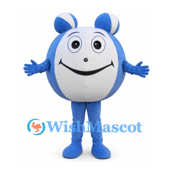 Round Mouse Mascot Costume in Blue and White