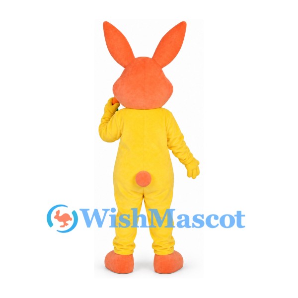 Rabbit Mascot Costume in Yellow and Orange with Carrot