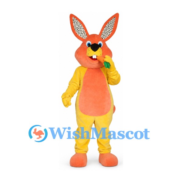 Rabbit Mascot Costume in Yellow and Orange with Carrot