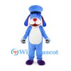 Dog Mascot Costume in Blue with Tall Chef Hat