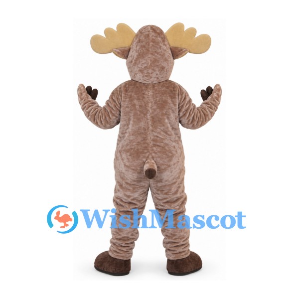 Moose Mascot Costume in Gray Brown with Wide Antlers