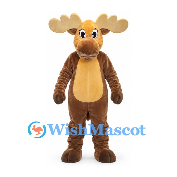 Moose Mascot Costume in Brown with Tan Belly
