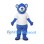 Bear Mascot Costume in Blue with White Shirt