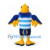 Bird Mascot Costume with Blue Cap and Striped Sports Shirt