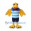 Bird Mascot Costume with Blue Cap and Striped Sports Shirt