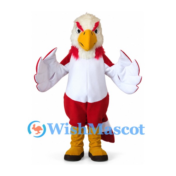 Eagle Mascot Costume with Red and White Sports Uniform