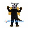 Dragon Mascot Costume in Black with Yellow Wings and Spines