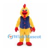 Rooster Mascot Costume in Yellow with Navy Vest