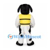 Dog Mascot Costume in Black and White with Yellow Life Vest