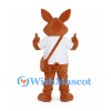 Rabbit Mascot Costume with White Shirt and Brown Satchel