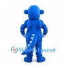 Dragon Mascot Costume in Blue with White Belly and Tail Spikes