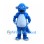 Dragon Mascot Costume in Blue with White Belly and Tail Spikes