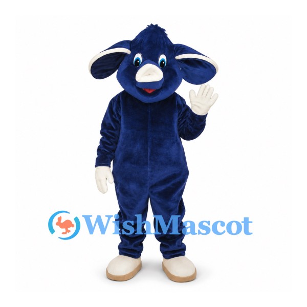 Bull Mascot Costume in Navy with White Horns