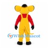 Mouse Mascot Costume with Red Shirt and Yellow Bib Overalls