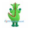 Dinosaur Mascot Costume in Green with Gray Belly and Red Spikes