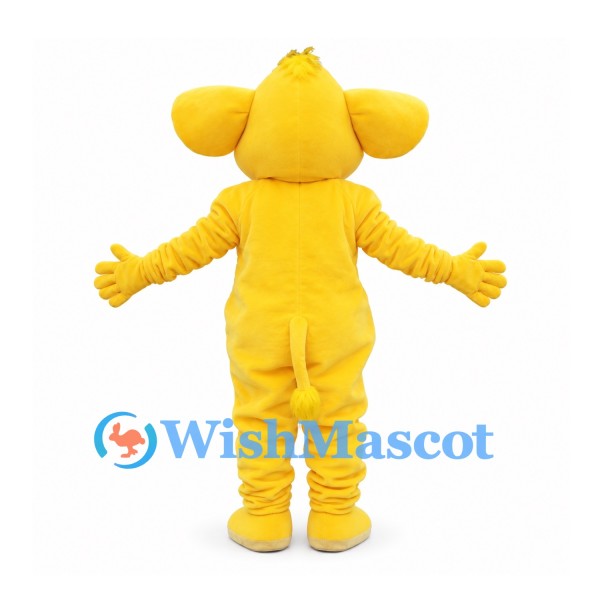 Elephant Mascot Costume in Yellow with Raised Trunk