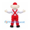 Mouse Mascot Costume in White with Red Overalls and Cap