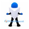 Arrow Sign Mascot Costume in White with Blue Curly Hair