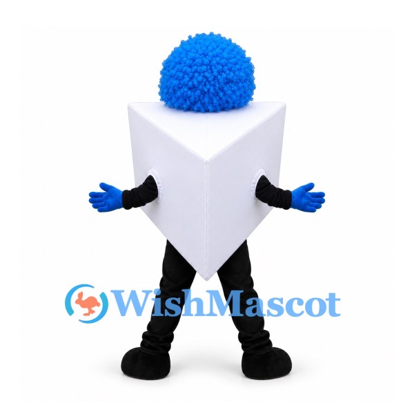 Arrow Sign Mascot Costume in White with Blue Curly Hair