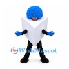 Arrow Sign Mascot Costume in White with Blue Curly Hair