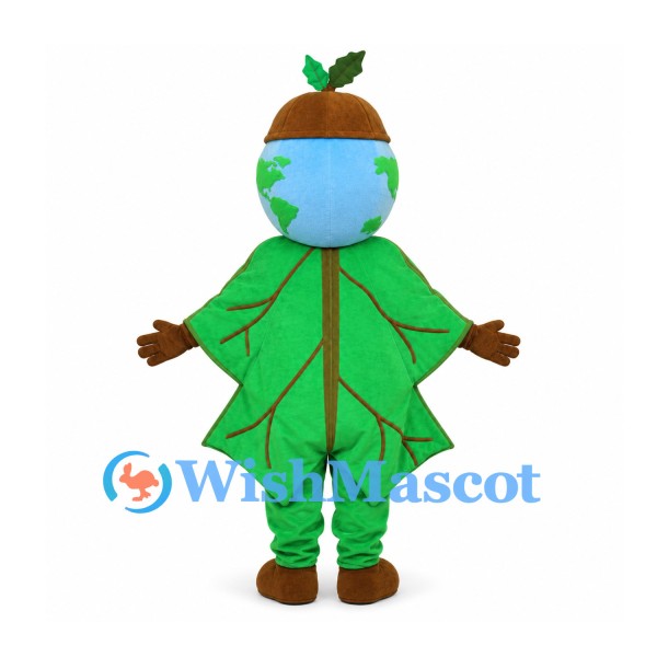 Earth Mascot Costume with Green Leaf Outfit