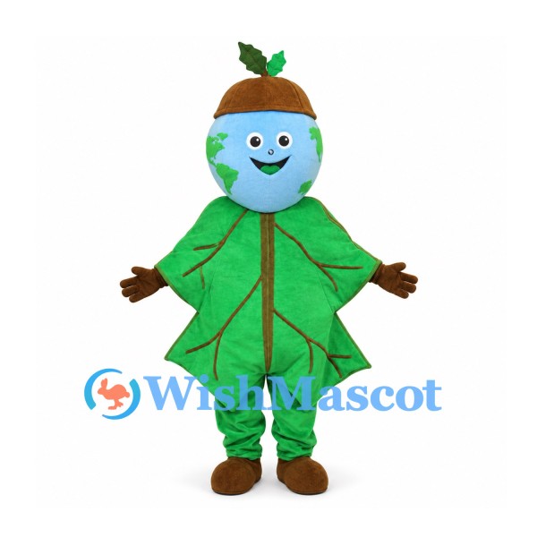 Earth Mascot Costume with Green Leaf Outfit