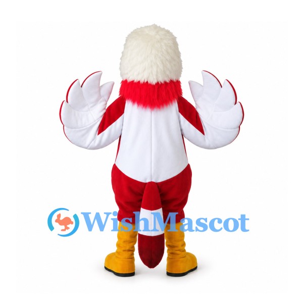 Eagle Mascot Costume with White Jersey and Red Sleeves