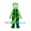 Dinosaur Mascot Costume with Green Polka Dot Overalls