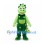 Dinosaur Mascot Costume with Green Polka Dot Overalls