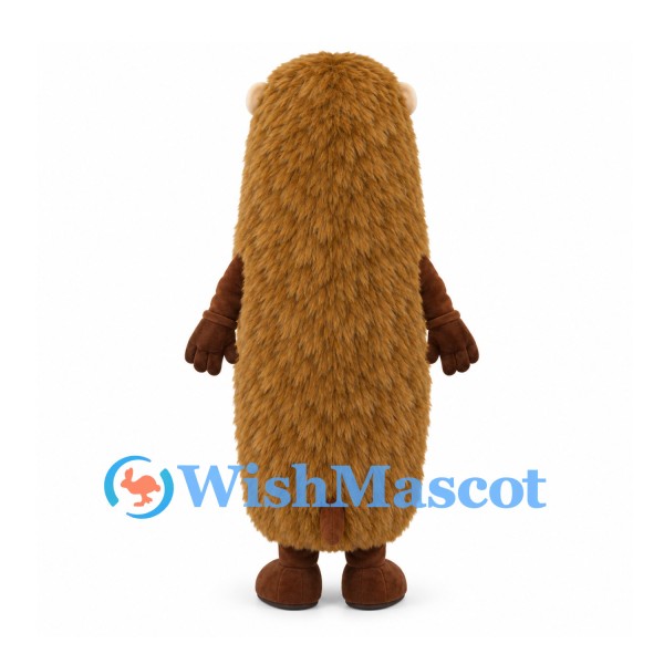 Hedgehog Mascot Costume with Shaggy Brown Back and Cream Belly
