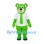 Bear Mascot Costume in Green with White Shirt and Green Tie