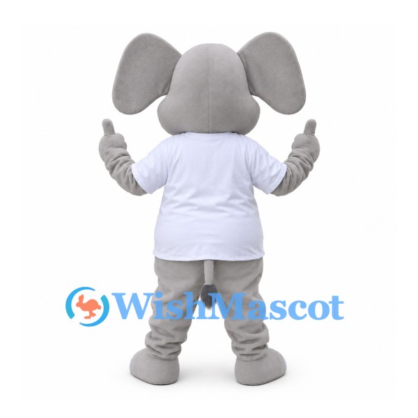 Elephant Mascot Costume in Gray with White Shirt