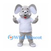 Elephant Mascot Costume in Gray with White Shirt