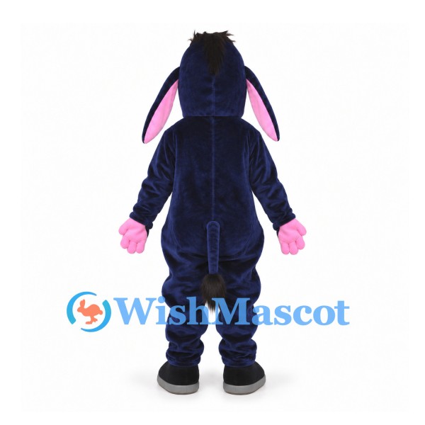 Donkey Mascot Costume in Navy with Pink Belly and Long Ears