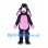 Donkey Mascot Costume in Navy with Pink Belly and Long Ears
