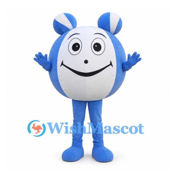 Round Mouse Mascot Costume with Blue and White Body