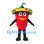 Red Chili Pepper Mascot Costume with Sombrero