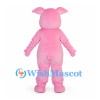 Pig Mascot Costume in Pink with Round Snout